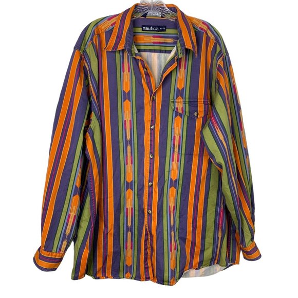 Nautica Other - Nautica Vintage Multicolor Button Up Shirt Size XL Stripes Southwestern